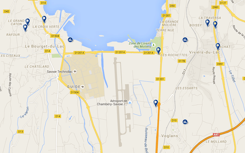 Carte des hôtels proches de l'aéroport de Chambéry