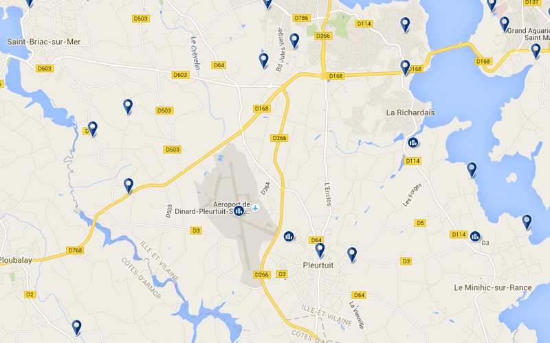 Carte des hôtels proches de l'aéroport de Dinard
