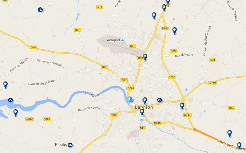 Carte des hôtels proches de l'aéroport de Lannion en Bretagne