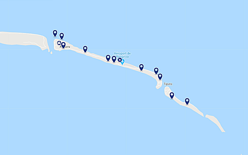 Carte des hôtels à Rangiroa proches de l'aéroport